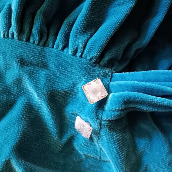 1OF1 2T 3T Vintage Velvet Baby Dress White Lace Trim & Button Details 1950's - Picture 6 of 9